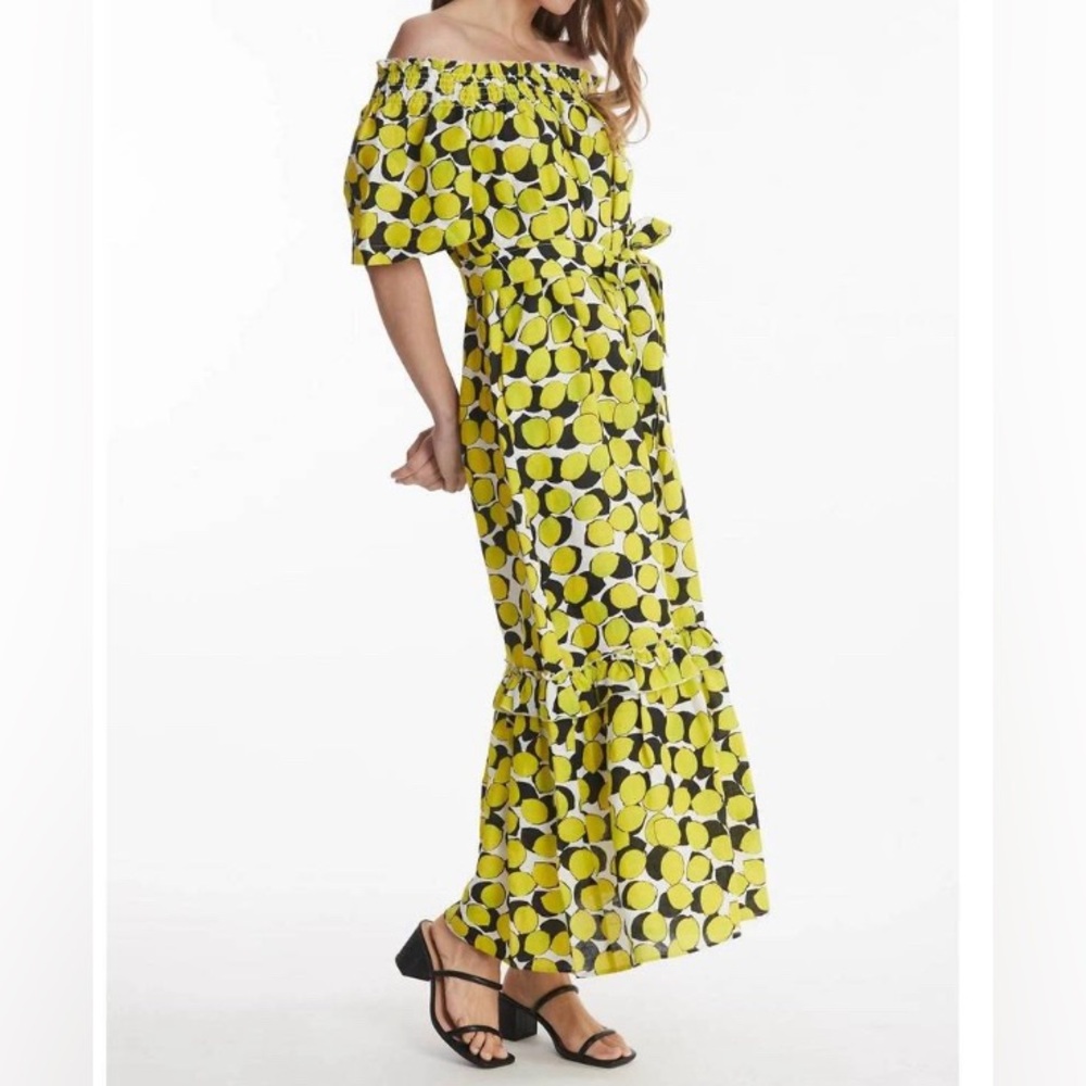 Tyler Boe Yellow and Black Lemon 🍋 Patterned Dress